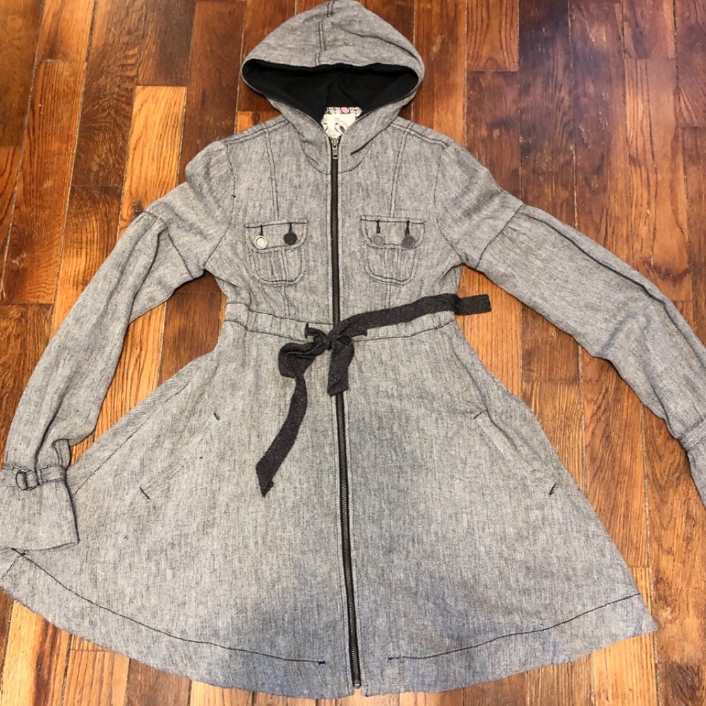 Free People Gray Lined Fitted Trench Coat